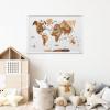 ENJOY THE WOOD Wooden World Map on Board with LED Backlight 2.0 – Handmade World Maps for Wall with Frame – Personalizable Travel Map with Pins for Living Room, Office or Bedroom (Multicolor, Medium)(Multicolor)