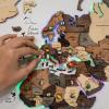 ENJOY THE WOOD Wooden World Map on Board with LED Backlight 2.0 – Handmade World Maps for Wall with Frame – Personalizable Travel Map with Pins for Living Room, Office or Bedroom (Multicolor, Medium)(Smokey)