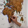 ENJOY THE WOOD Wooden World Map on Board with LED Backlight 2.0 – Handmade World Maps for Wall with Frame – Personalizable Travel Map with Pins for Living Room, Office or Bedroom (Multicolor, Medium)(Oak)