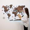 Enjoy The Wood 3D Wood World Map LED 3.0 Wall Art Modern Home Decor Gifts LED Lighting Wall Decor Housewarming Gift (Light)(Dark Walnut)