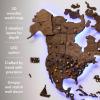 Enjoy The Wood 3D Wood World Map LED 3.0 Wall Art Modern Home Decor Gifts LED Lighting Wall Decor Housewarming Gift (Light)(Dark Walnut)