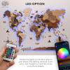 Enjoy The Wood 3D Wood World Map LED 3.0 Wall Art Modern Home Decor Gifts LED Lighting Wall Decor Housewarming Gift (Light)(Multicolor)
