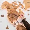 Enjoy The Wood 3D Wood World Map LED 3.0 Wall Art Modern Home Decor Gifts LED Lighting Wall Decor Housewarming Gift (Light)(Oak)