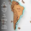 Enjoy The Wood 3D Wood World Map LED 3.0 Wall Art Modern Home Decor Gifts LED Lighting Wall Decor Housewarming Gift (Light)(Oak)