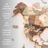 Enjoy The Wood 3D Wood World Map LED 3.0 Wall Art Modern Home Decor Gifts LED Lighting Wall Decor Housewarming Gift (Light)(Smokey)
