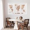 Enjoy The Wood Framed World Map Wall Art Wood Travel Decor 3D World Map On Board 3 Panels Wall Rustic Decoration Housewarming Gift (Medium, Triptych, Cruise)(Terra)