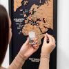 Enjoy The Wood Framed World Map Wall Art Wood Travel Decor 3D World Map On Board 3 Panels Wall Rustic Decoration Housewarming Gift (Medium, Triptych, Cruise)(Cork)
