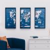 Enjoy The Wood Framed World Map Wall Art Wood Travel Decor 3D World Map On Board 3 Panels Wall Rustic Decoration Housewarming Gift (Medium, Triptych, Cruise)(Cruise)
