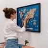 Enjoy The Wood Framed World Map Wall Art Wood Travel Decor 3D World Map On Board Wall Rustic Decoration Housewarming Gift (Medium, Board, Aqua)(Dark Walnut)