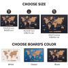 Enjoy The Wood Framed World Map Wall Art Wood Travel Decor 3D World Map On Board Wall Rustic Decoration Housewarming Gift (Medium, Board, Mystery)(Cork)