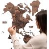 ENJOY THE WOOD 3D Wood World Map Wall Art Large Wood Wall Décor Housewarming Gift Idea Wood Wall Art World Travel Map For Home & Kitchen or Office (Medium, Oak)(Dark Walnut)