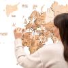 ENJOY THE WOOD 3D Wood World Map Wall Art Large Wood Wall Décor Housewarming Gift Idea Wood Wall Art World Travel Map For Home & Kitchen or Office (Medium, Oak)(Light)
