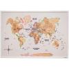 ENJOY THE WOOD Wooden World Map on Board with LED Backlight 2.0 – Handmade World Maps for Wall with Frame – Personalizable Travel Map with Pins for Living Room, Office or Bedroom (Multicolor, Medium)(Light)