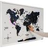ENJOY THE WOOD Wooden World Map on Board with LED Backlight 2.0 – Handmade World Maps for Wall with Frame – Personalizable Travel Map with Pins for Living Room, Office or Bedroom (Multicolor, Medium)(Midnight)