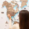 Enjoy The Wood 3D Wood World Map LED 3.0 Wall Art Modern Home Decor Gifts LED Lighting Wall Decor Housewarming Gift (Light)(Terra)