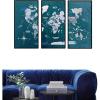 Enjoy The Wood Framed World Map Wall Art Wood Travel Decor 3D World Map On Board 3 Panels Wall Rustic Decoration Housewarming Gift (Medium, Triptych, Cruise)(Aqua)