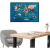 Enjoy The Wood Framed World Map Wall Art Wood Travel Decor 3D World Map On Board Wall Rustic Decoration Housewarming Gift (Medium, Board, Aqua)(Cappuccino)