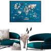 Enjoy The Wood Framed World Map Wall Art Wood Travel Decor 3D World Map On Board Wall Rustic Decoration Housewarming Gift (Medium, Board, Aqua)(Mystery)