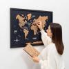 Enjoy The Wood Framed World Map Wall Art Wood Travel Decor 3D World Map On Board Wall Rustic Decoration Housewarming Gift (Medium, Board, Mystery)(Cork)