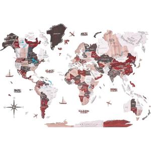ENJOY THE WOOD Wooden Map Wall Decor Colored Wood World Maps for Wall with Rivers and Lakes – Travel The World Map Art Decor Housewarming Gift Idea (Azure, M)(Urban)