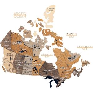 Enjoy The Wood 3D Wood Canada Map Wall Art Large Wall Décor – Canada Travel Map – Any Occasion Gift Idea – Wall Art for Home & Kitchen or Office (Large, Multicolor)(Multicolor)