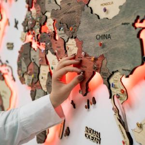 Enjoy The Wood 3D Wood World Map LED 3.0 Wall Art Modern Home Decor Gifts LED Lighting Wall Decor Housewarming Gift (Light)(Fusion)