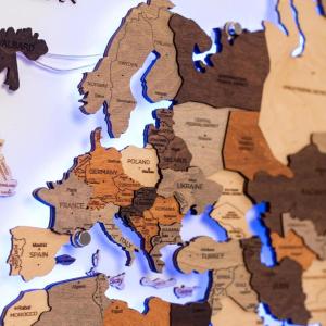 Enjoy The Wood 3D Wood World Map LED 3.0 Wall Art Modern Home Decor Gifts LED Lighting Wall Decor Housewarming Gift (Light)(Multicolor)