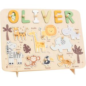 Name Puzzle For Kids Personalized Wooden Name Puzzle Board With Custom Design Gifts For Toddlers 1-3 Years Old Custom Name Puzzle Baby Room Decor Montessori Gift Boys And Girls (Сhoose Design)(Сhoose Design)