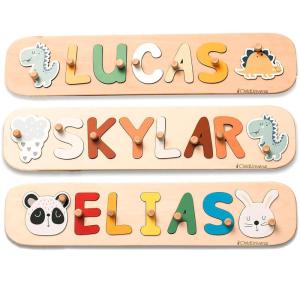 Wooden Name Puzzle for Kids Personalized Gifts Custom Name Puzzle Baby for Toddlers 1-3 Years Old Baby Name Puzzle Room Decor Montessori Name Puzzle Gift Boys and Girls(Custom)