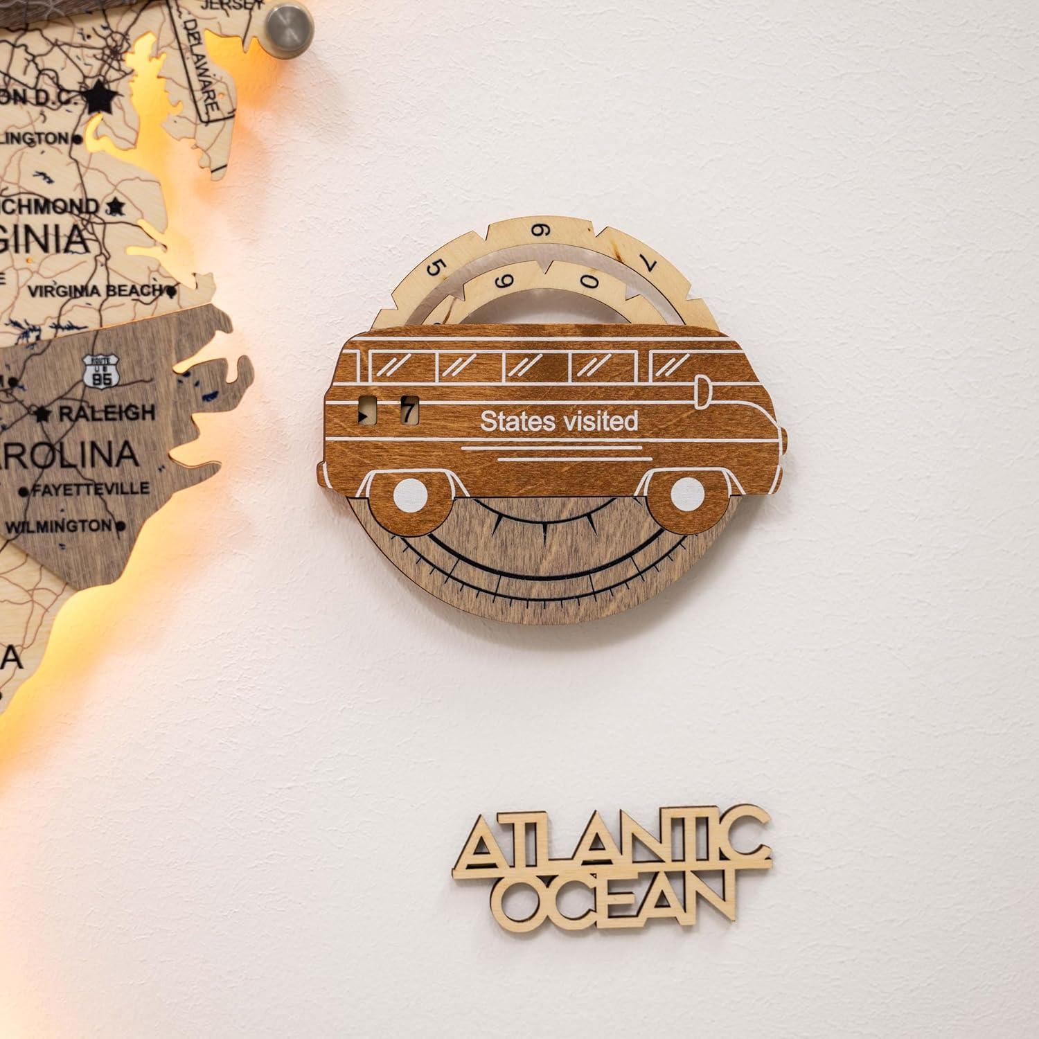 image:imageENJOY THE WOOD USA Travel Tracker Wooden USA States Tracker for Wall Maps Travel Gift for US Explorers Track Visited States Map Accessories