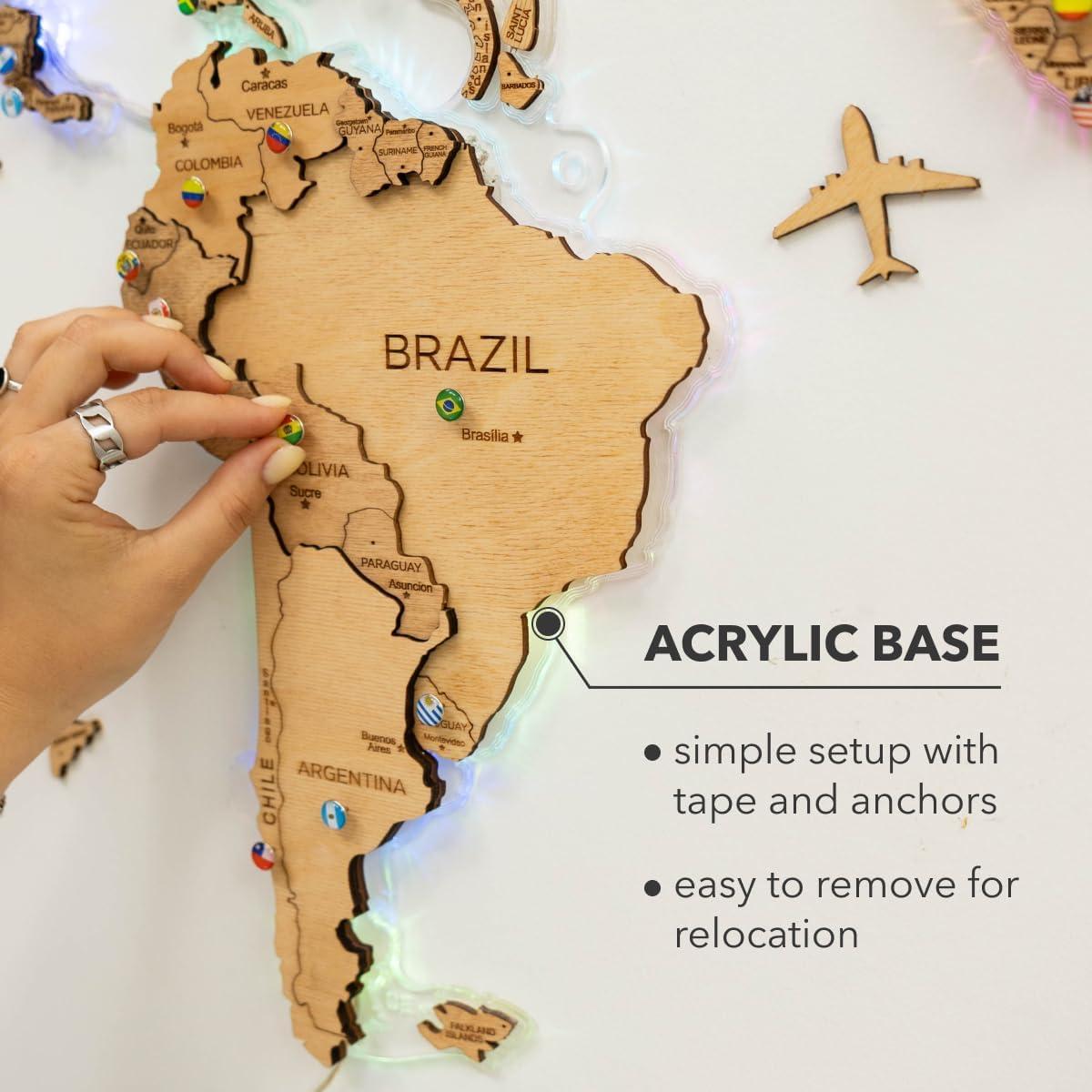 image:imageEnjoy The Wood 3D LED 20 Wood World Map Wall Art Modern Home Decor Gifts Travel Wooden Maps Pinboard with Backlighting LED Lighting Wall Decor Housewarming Gift Idea MulticolorGold