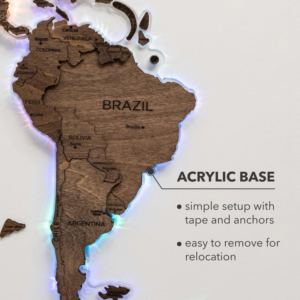 image:imageEnjoy The Wood 3D LED 20 Wood World Map Wall Art Modern Home Decor Gifts Travel Wooden Maps Pinboard with Backlighting LED Lighting Wall Decor Housewarming Gift Idea MulticolorDark Walnut