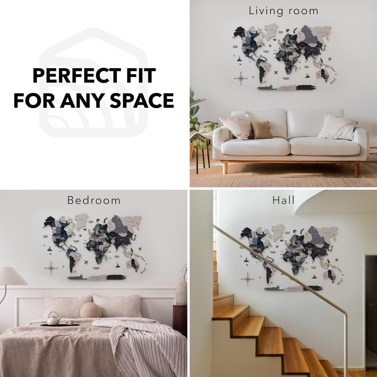 image:imageEnjoy The Wood 3D LED 20 Wood World Map Wall Art Modern Home Decor Gifts Travel Wooden Maps Pinboard with Backlighting LED Lighting Wall Decor Housewarming Gift Idea MysteryNordik