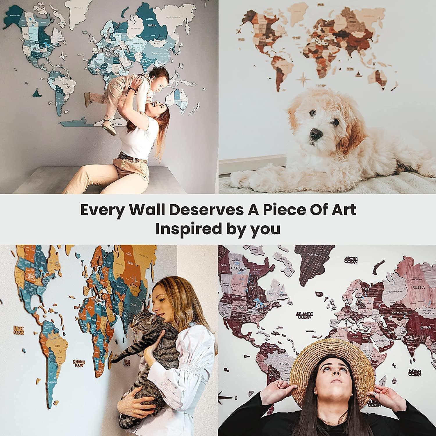 image:imageEnjoy The Wood Home Dcor 3D Wood World Map With Rivers amp Lakes Wall Art Large Wall Dcor World Travel Map Gift Idea Wall Art For Home amp Kitchen or Office Nordic Medium