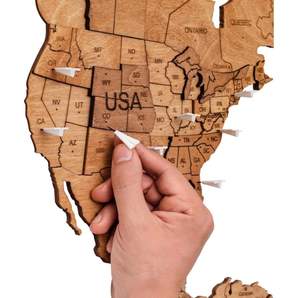 image:imageENJOY THE WOOD Planes Push Pins For Wood World Map Addons for World Map Travel Office School Pins Board Gift Traveler Canvas Pins 3D Wood Addons Travel Decor