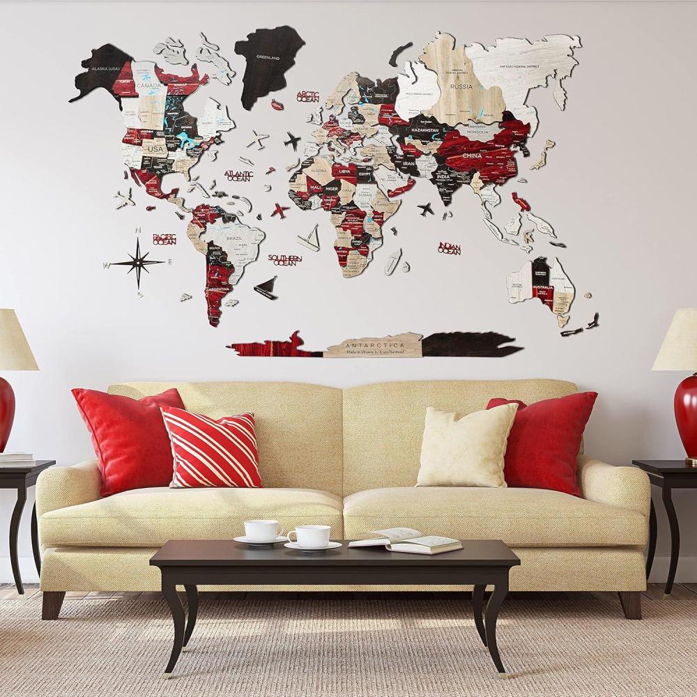 image:imageEnjoy The Wood Home Dcor 3D Wood World Map With Rivers amp Lakes Wall Art Large Wall Dcor World Travel Map Gift Idea Wall Art For Home amp Kitchen or Office Urban M
