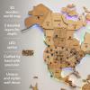 Enjoy The Wood 3D LED 2.0 Wood World Map Wall Art Modern Home Decor Gifts Travel Wooden Maps Pinboard with Backlighting LED Lighting Wall Decor Housewarming Gift Idea (Multicolor)(Gold)