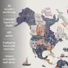 Enjoy The Wood 3D LED 2.0 Wood World Map Wall Art Modern Home Decor Gifts Travel Wooden Maps Pinboard with Backlighting LED Lighting Wall Decor Housewarming Gift Idea (Mystery)(Mystery)