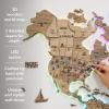 Enjoy The Wood 3D LED 2.0 Wood World Map Wall Art Modern Home Decor Gifts Travel Wooden Maps Pinboard with Backlighting LED Lighting Wall Decor Housewarming Gift Idea (Multicolor)(Terra)