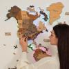 Enjoy The Wood 3D LED 2.0 Wood World Map Wall Art Modern Home Decor Gifts Travel Wooden Maps Pinboard with Backlighting LED Lighting Wall Decor Housewarming Gift Idea (Multicolor)(Multicolor)