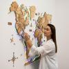 Enjoy The Wood 3D LED 2.0 Wood World Map Wall Art Modern Home Decor Gifts Travel Wooden Maps Pinboard with Backlighting LED Lighting Wall Decor Housewarming Gift Idea (Multicolor)(Gold)