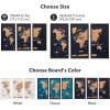 Enjoy The Wood Framed World Map Wall Art Wood Travel Decor 3D World Map On Board 3 Panels Wall Rustic Decoration Housewarming Gift (Medium, Triptych, Aqua)(Cork)