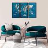 Enjoy The Wood Framed World Map Wall Art Wood Travel Decor 3D World Map On Board 3 Panels Wall Rustic Decoration Housewarming Gift (Medium, Triptych, Aqua)(Mystery)