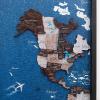 Enjoy The Wood Framed World Map Wall Art Wood Travel Decor 3D World Map On Board 3 Panels Wall Rustic Decoration Housewarming Gift (Medium, Triptych, Aqua)(Cappuccino)