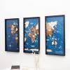 Enjoy The Wood Framed World Map Wall Art Wood Travel Decor 3D World Map On Board 3 Panels Wall Rustic Decoration Housewarming Gift (Medium, Triptych, Aqua)(Multicolor)