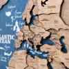 Enjoy The Wood Framed World Map Wall Art Wood Travel Decor 3D World Map On Board 3 Panels Wall Rustic Decoration Housewarming Gift (Medium, Triptych, Aqua)(Terra)