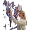 Enjoy The Wood 3D LED 2.0 Wood World Map Wall Art Modern Home Decor Gifts Travel Wooden Maps Pinboard with Backlighting LED Lighting Wall Decor Housewarming Gift Idea (Mystery)(Cappuccino)