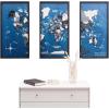 Enjoy The Wood Framed World Map Wall Art Wood Travel Decor 3D World Map On Board 3 Panels Wall Rustic Decoration Housewarming Gift (Medium, Triptych, Aqua)(Nordic)