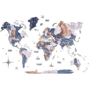 ENJOY THE WOOD Colored World Map Wood Wall Art – 3D Wall Art Home Decor – Wooden Travel Map Housewarming Gift Idea – World Map Decorations for Home (Mystery, M)(Mystery)