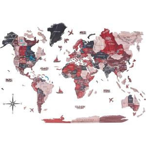 ENJOY THE WOOD Colored World Map Wood Wall Art – 3D Wall Art Home Decor – Wooden Travel Map Housewarming Gift Idea – World Map Decorations for Home (Mystery, M)(Cliff)